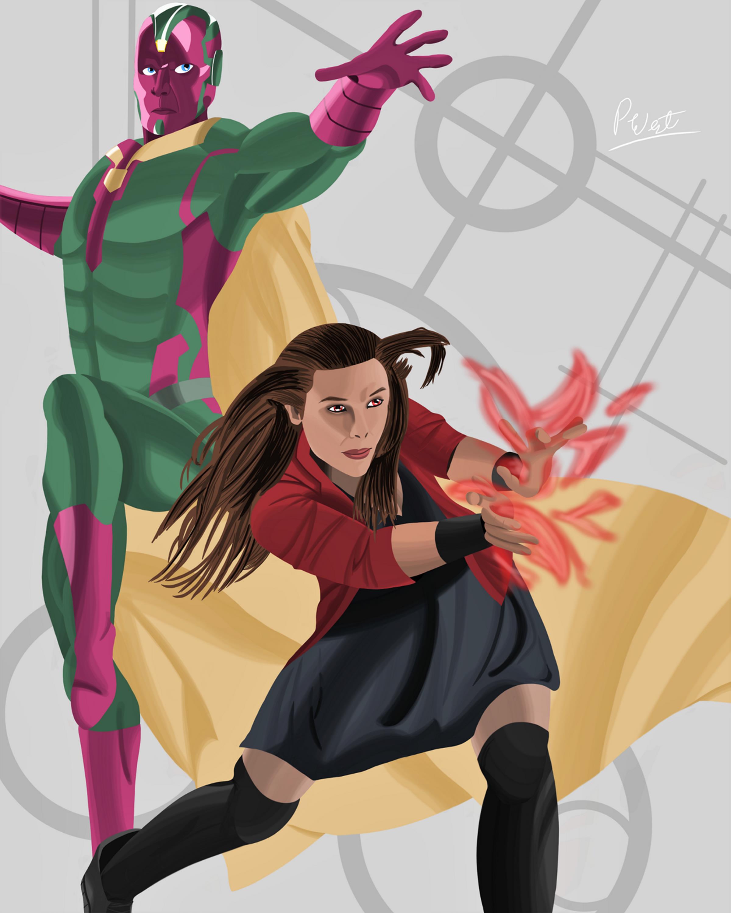 This is a print of Wanda and Vision